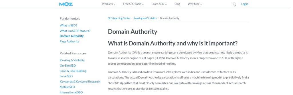instrumente ajutătoare atunci când construiți backlink-uri-moz-domain-authority