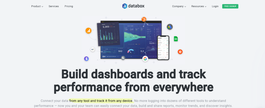 interfața site web databox