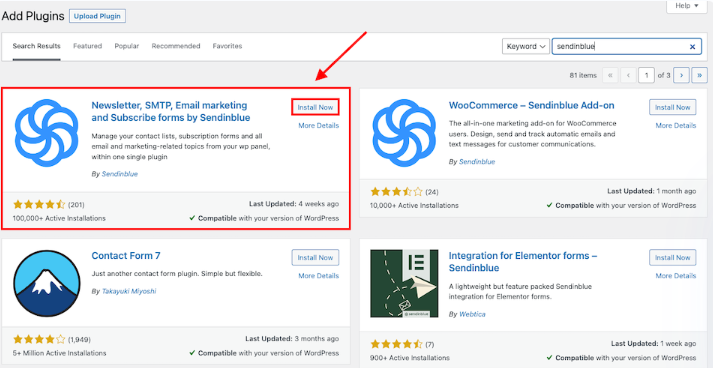 pluginul potrivit în caseta de căutare wordpress