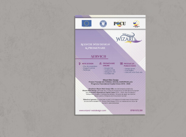 Ombre watercolor poster mockup psd on the wall afiș wizard web design