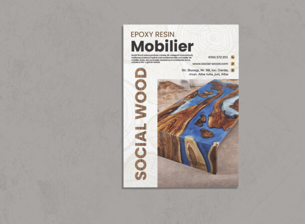 Ombre watercolor poster mockup psd on the wall flyer social wood